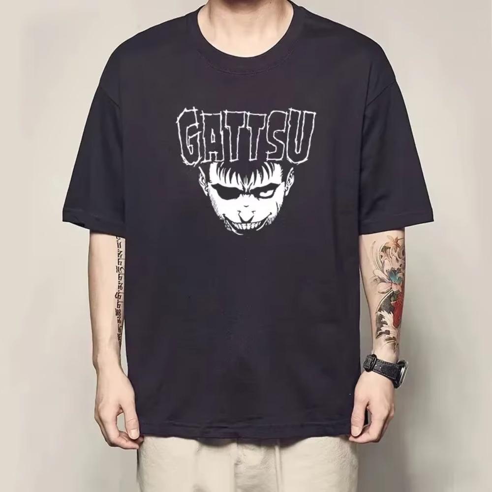 Japanese Anime Berserk Guts Funny T Shirt Men Cool Manga Graphic Short Sleeve Women 100%Cotton Harajuku Hip Hop Tees Y2k Tops