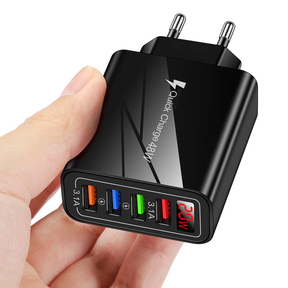 Multi-Port USB Charger with Digital Display - EU/US/UK Compatible
