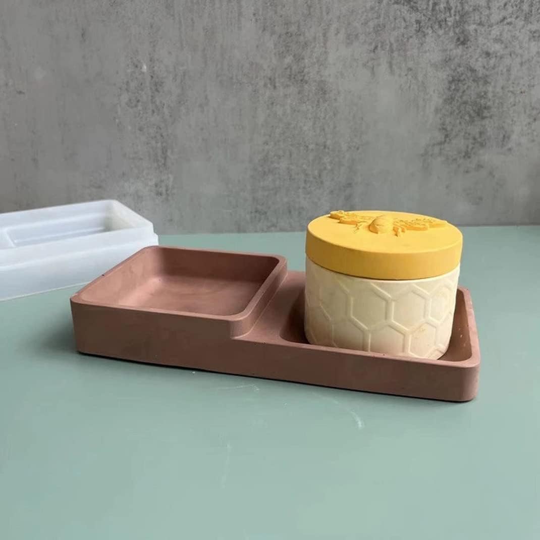 Jar Resin Mold with Lid Bee Honey Jar Silicone Mold Candy Jewelry Trinket Box Epoxy Resin Casting Mold for DIY Storage Box Candle Holder