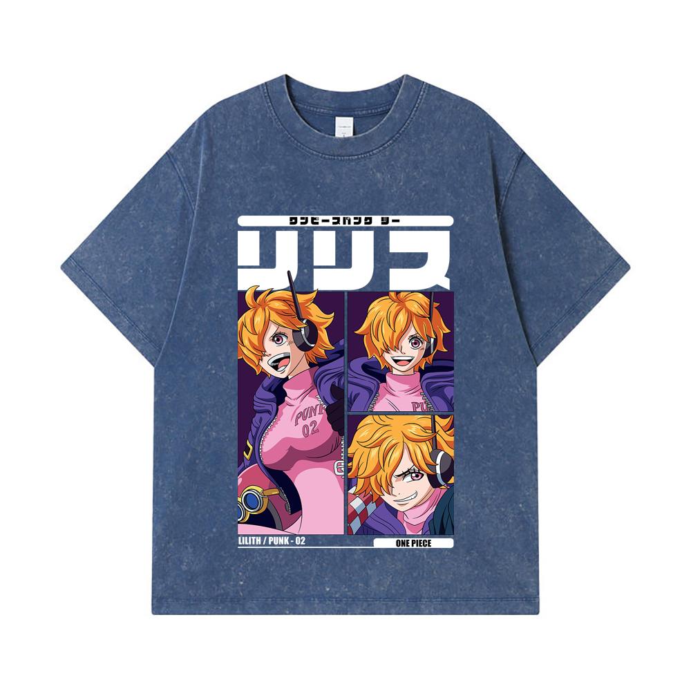275 GSM Washed T-shirts 100% Cotton One Piece V47 Lilith Print Unisex Heavy Cotton T Shirt