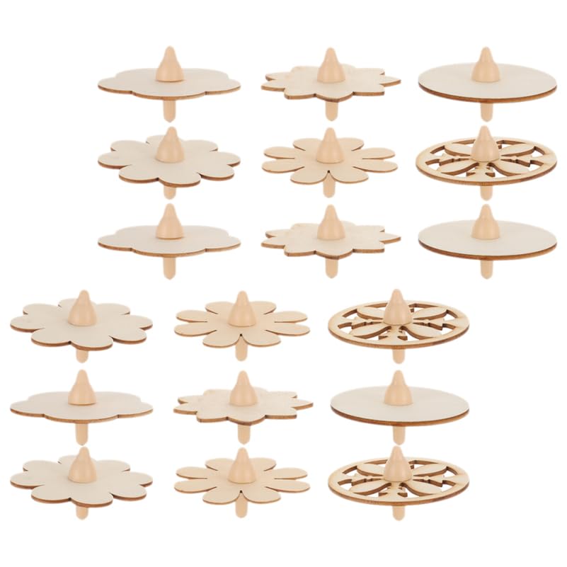 iplusmile Wooden Gyro Tops for Traditional and Unfinished Tops 18-Piece Top, Paintable, Educational, Cute, Hand-Cranked Kids, Play, Games,