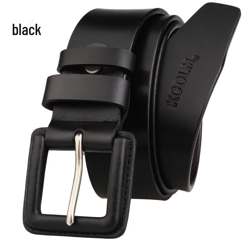 

Men s Genuine Leather Belt with Anti-Metal Allergy, Cowhide Buckle, Extra Large Size 125 cm чёрный