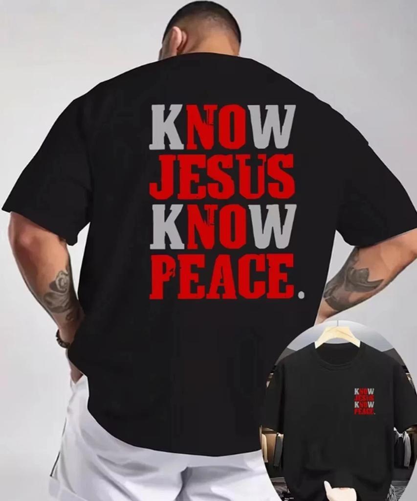 Męska koszulka chrześcijańska, Koszulka Know Jesus Know Peace Q9235