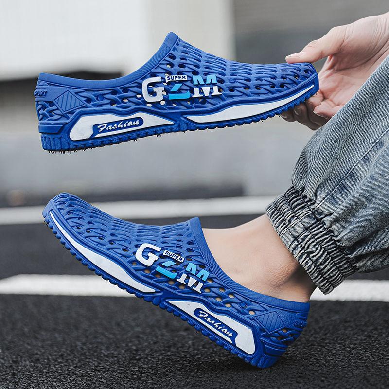 

Новые туфли с отверстиями мужские летние нескользящие рабочие туфли для мастерской повседневные студенческие сандалии дышащие с закрытым носком пляжные туфли для рафтинга 39 yards (standard code) синий