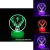 Deer Cross Pattern 3d Led Night Light With Remote Control For Home Office And Celebration Use