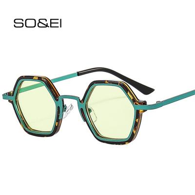 Retro Polygon Square Sunglasses Women Fashion Clear Ocean Gradient Lens Eyewear Men Trending Punk Sun Glasses Shades UV400
