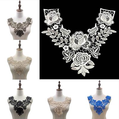 1PC Craft Diy Sewing Fabric Patches 3D Hollow Lace Trim Embroidery Collar Wedding Dress KTB