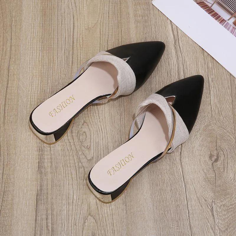 Summer Pointed Toe Sandals Women's Slippers Outer Wear Elegant Single Shoes