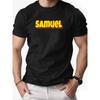 T-Shirt Men 100% Cotton English Letter Pattern SAMUEL Print Summer Round Neck Breathable Oversized Tee Casual Fashion Clothing