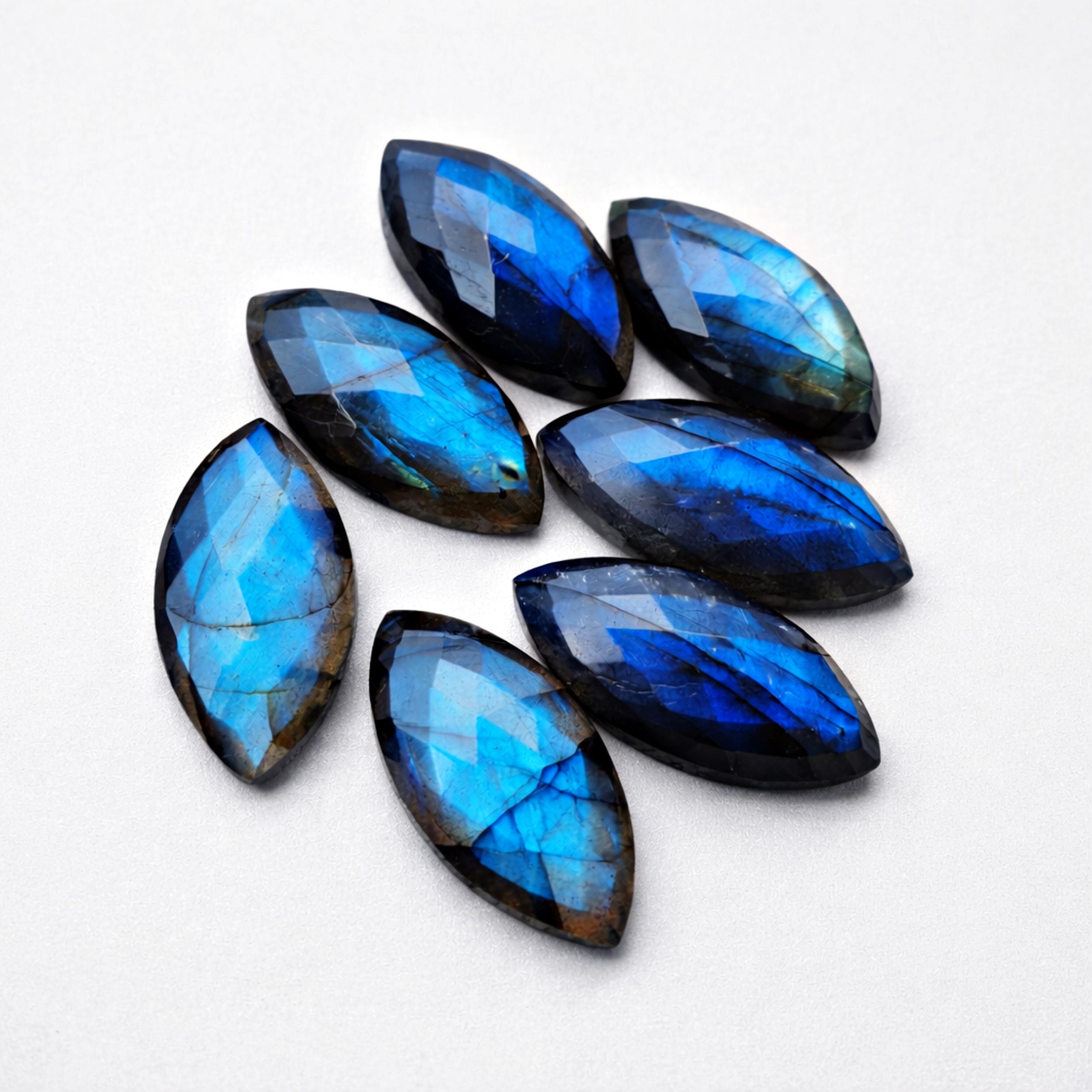 Сияющий Лабрадорит Маркиз – Граненые Кабошоны Лабрадорита для Изготовления Украшений 5x10mm синий