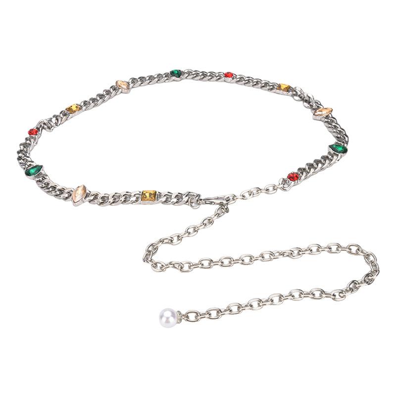 Diamond-in Waist Chain for Women European and American Metal Women's Fashionable Rhinestone Waist Decoration Fashionable Elegant Versatile Luxury
