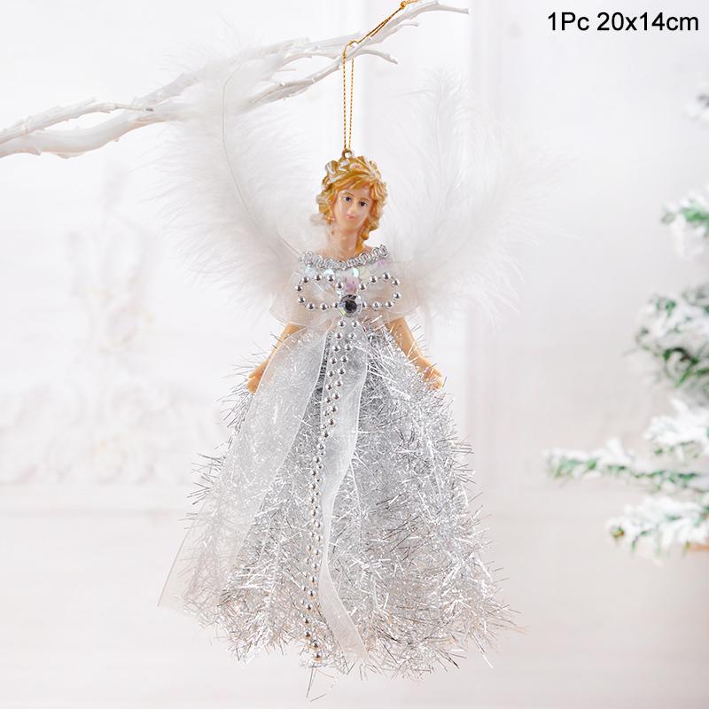 Xmas Tree Pendants Snowflake Angel Deer Hanging Ornaments Christmas Decorations For Home Kids Toy 2024 Navidad New Year Party