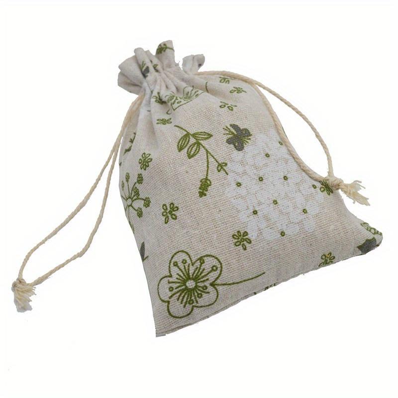 1Set/20pcs printed drawstring bag, holiday candy bag, Valentine's Day reusable jewelry bag, wedding party and DIY craft packaging (green leaf)