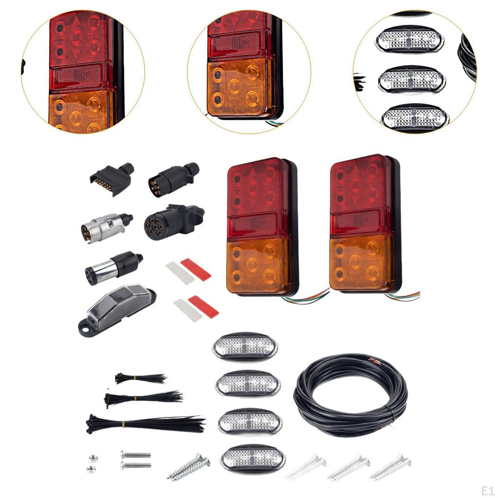 2Pcs Truck Tail Lights Trailer Rear Stop Light Easy Installation Wear Resistant Turn Signal