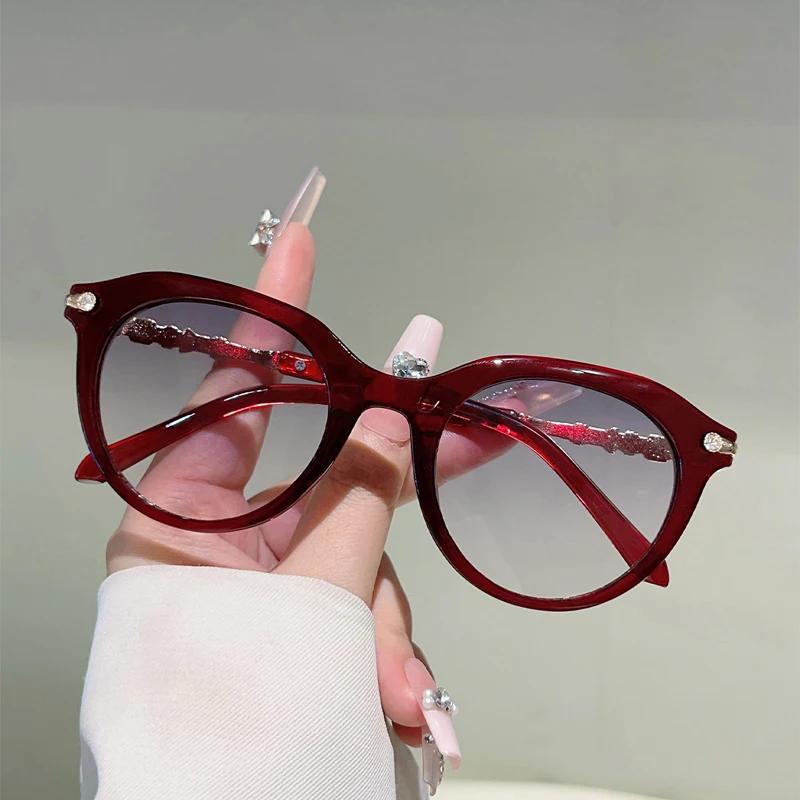 Round Sunglasses with Rhinestones Women  New in Gradient Outdoor Decor Shades Trendy Luxury Brand Design Sun Glasses