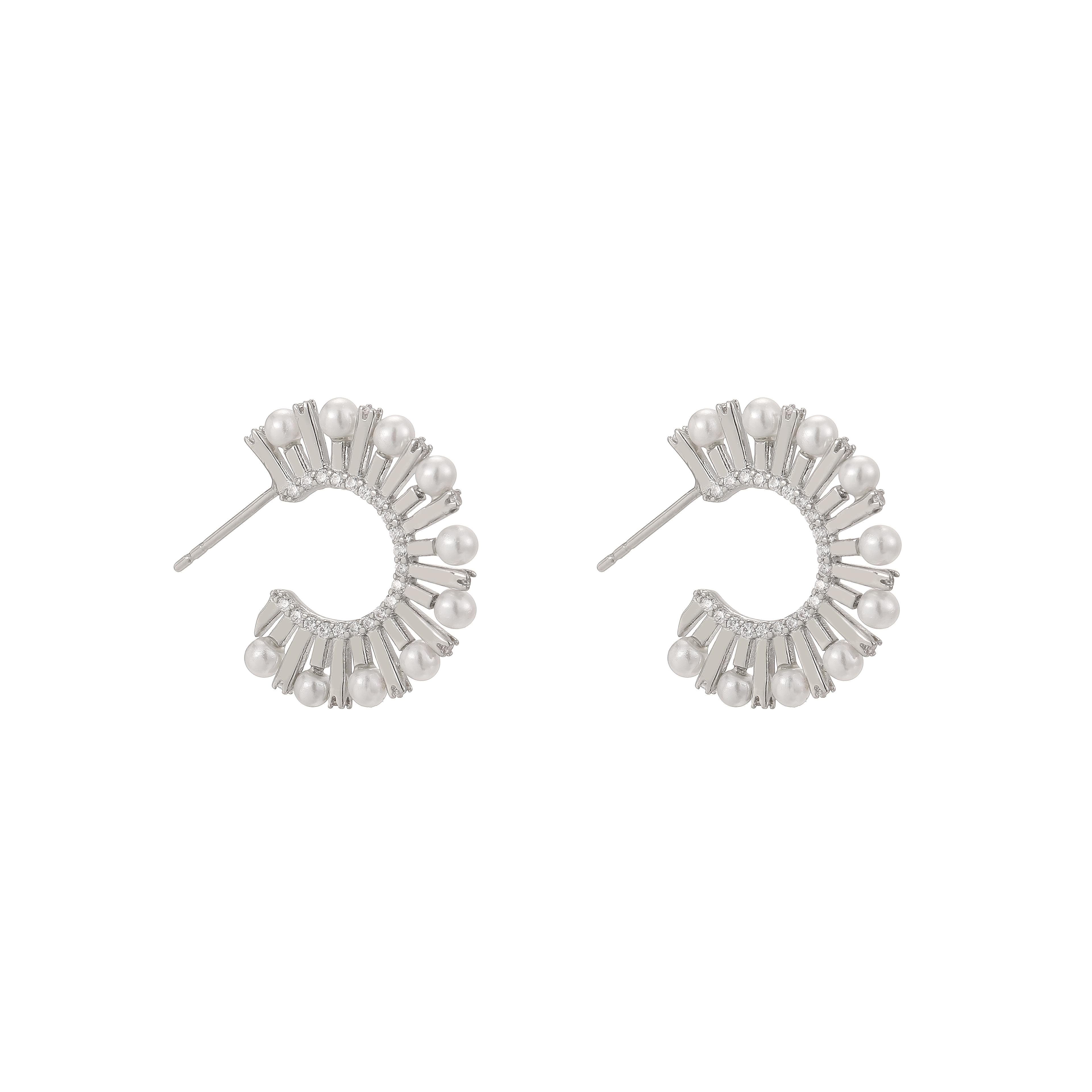 

HECHENG,Fashion Pearl Ear studs Earrings ,piercing Earring For Women Zircon,18K plated Zircon Wedding Lady s Sweet Accessories мідний