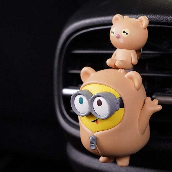 Universal Minions Bear Bob & Tim Figure Car Air Vent Type New Car Gift Cute Car Supplies Character Chakku,Korean car acc