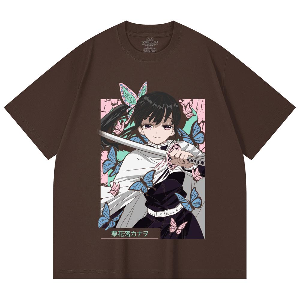 230 Gsm 100% Cotton Demon Slayer V98 Kanao Print Unisex Heavy Cotton T Shirt