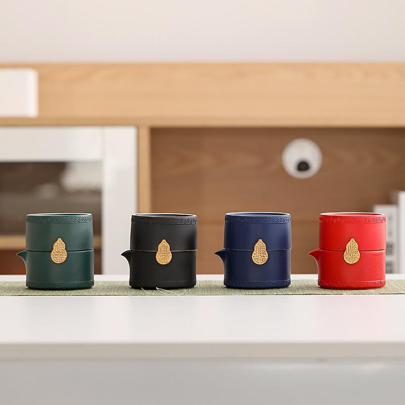 Portable Kung Fu Tea Set, Anti-Hot Teapot, 1 Pot, 2 Cup, Crack Cup, Outdoor Travel, Business Gifts