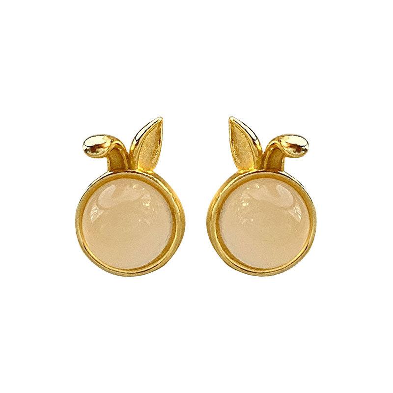 Light Luxury High-end Earrings Rabbit White Chalcedony Earrings