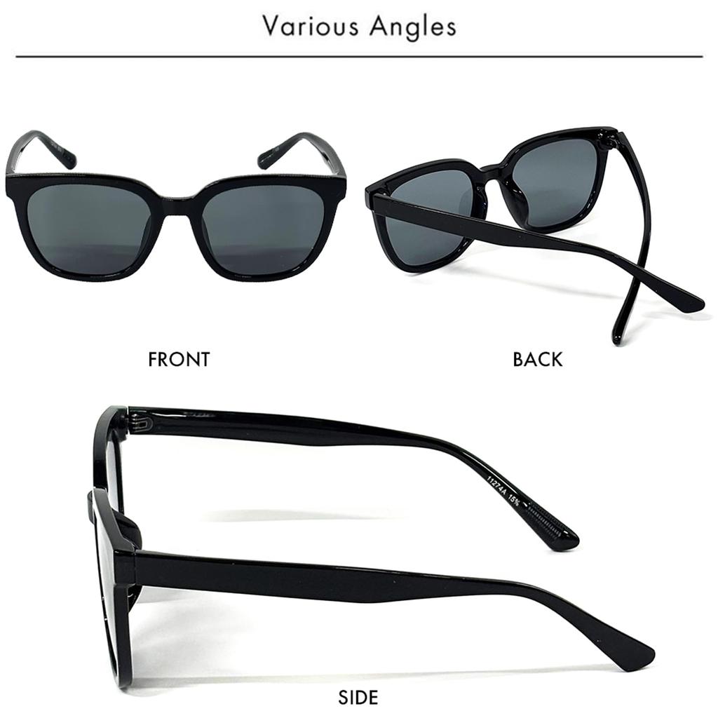 Shiny Black X Smoke Wellington UV Colored Square [FashionBerry] Sunglasses, 99% Protection, Lightweight, Lenses, Sunglasses, Men's, Women's, Unisex,