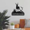 Customizable Deer Silhouette Metal Wall Art, Personalized Family Name Sign for Home Decor Indoor Outdoor