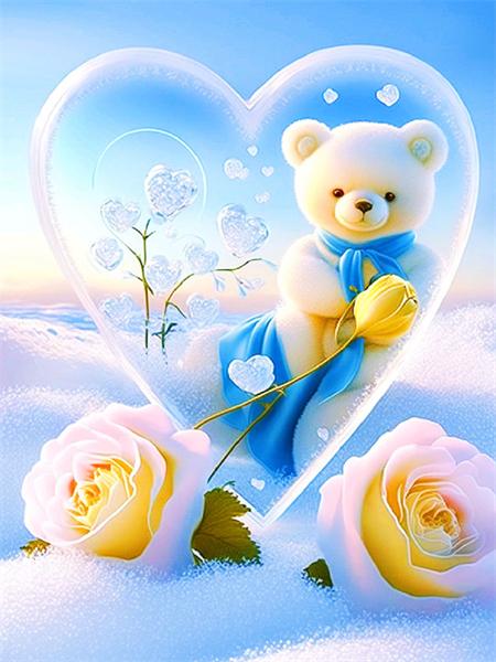 Diamond Painting Set Bear Heart Full Square/Round Embroidery Mosaic Animal Handmade Gift Home Decor