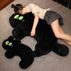 40/80cm Cartoon Big Eyes Black Cat Long Doll Plush Toy Fluffy Cuddly  Sleeping Pillow Hug Plushie Gift for Children Girls