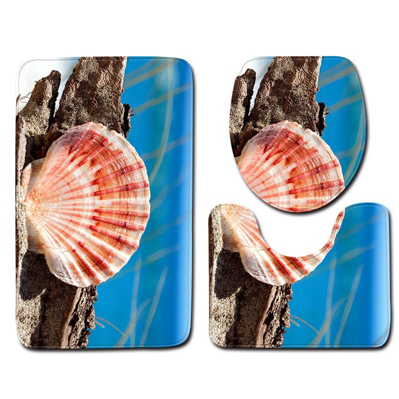 Beach Bathroom Toilet Three-Piece Floor Mat Doormat Bathroom Carpet