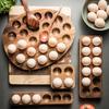 Japanischer Stil Holz Doppelreihe Eieraufbewahrungsbox Zuhause Organizer Regal Eier Kühlschrankhalter Küche Frischehaltungszubehör
