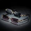 2pcs Rimless Fashion Glasses Trendy Cut Edge Fashion Glasses For Driving Travel Beach For Business Men