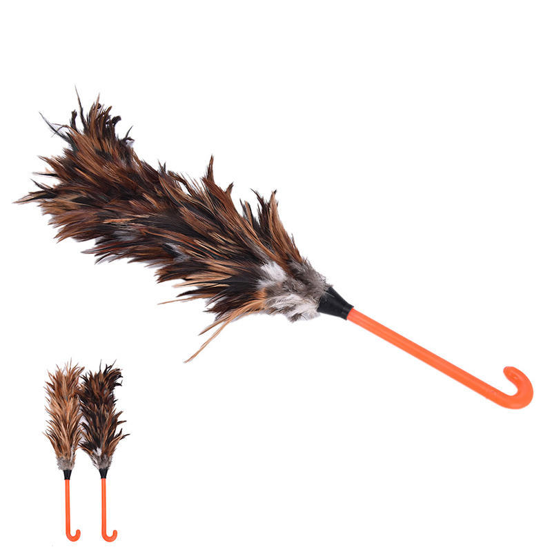 Feather Fur Brush Duster Dust Cleaning Tool Plastic Hooked Handle 45Cm