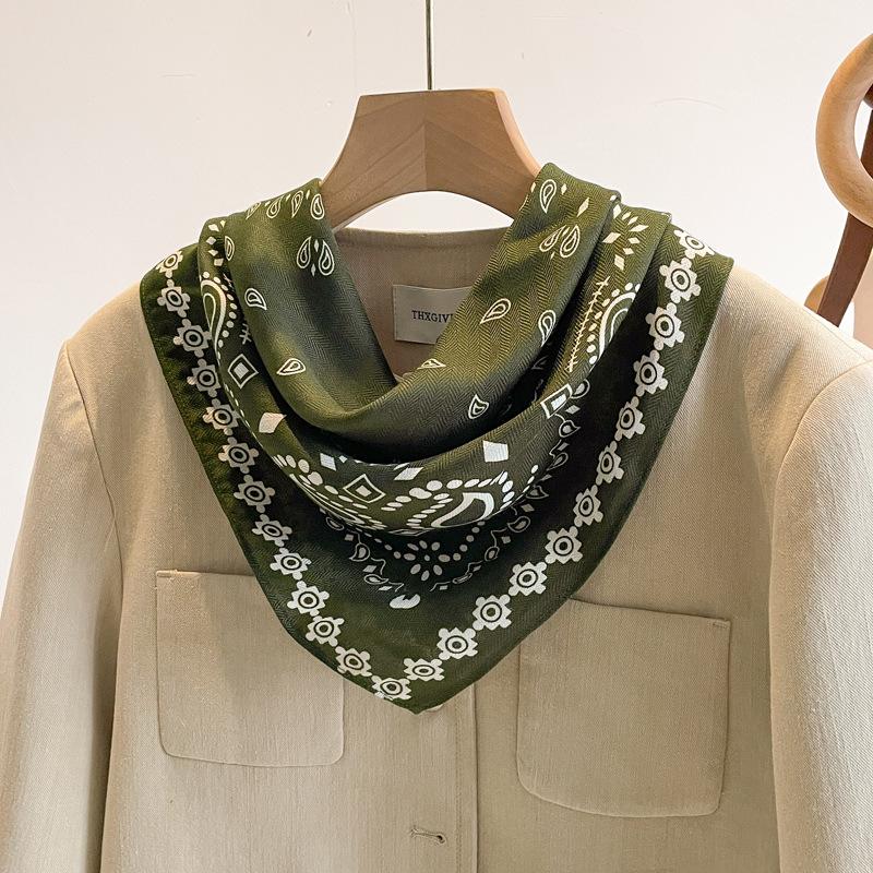 Orange Cashew Flower Cotton and Linen Hair Scarf  Small Square Scarf  Women's Thin Scarf  Linen Headscarf  Versatile Shirt