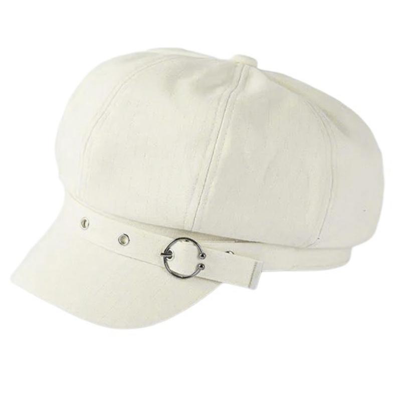 Spring Beret Hat Woman Commutes Octagonal Hat Camping Taking Photo Beret Hat with Metal Fastening for Girlfriend