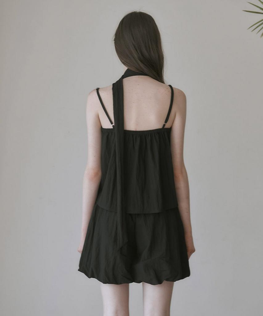 Mosyupamosyu Wrinkle Shirring Sleeveless [Black]