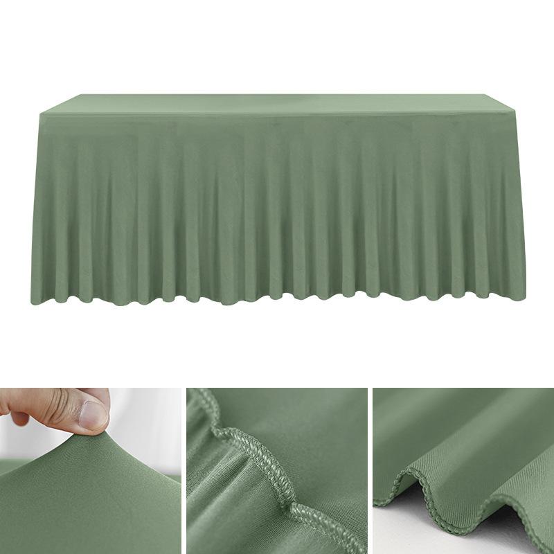 Spandex Rectangle Table Skirts 4/5/6/8ft Fitted Table Cover Wrinkle Resistant Cloth for Hotel Wedding Anniversary Party Decor