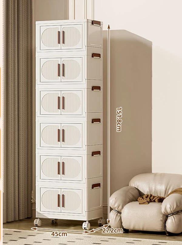 Folding Storage Box Storage Cabinet With Wheels Multifunctional Box With Pulley Household Sorting Wardrobe Organizer Container