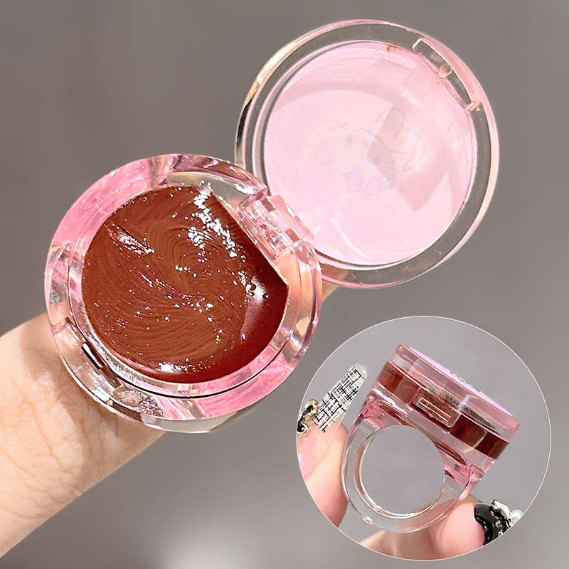 Diamond Crystal Glitter Lip Gloss Matte Red Brown Lip Tint Cute Cat Ring Lip Gloss Moisturizer Non Stick To Korean Make Up