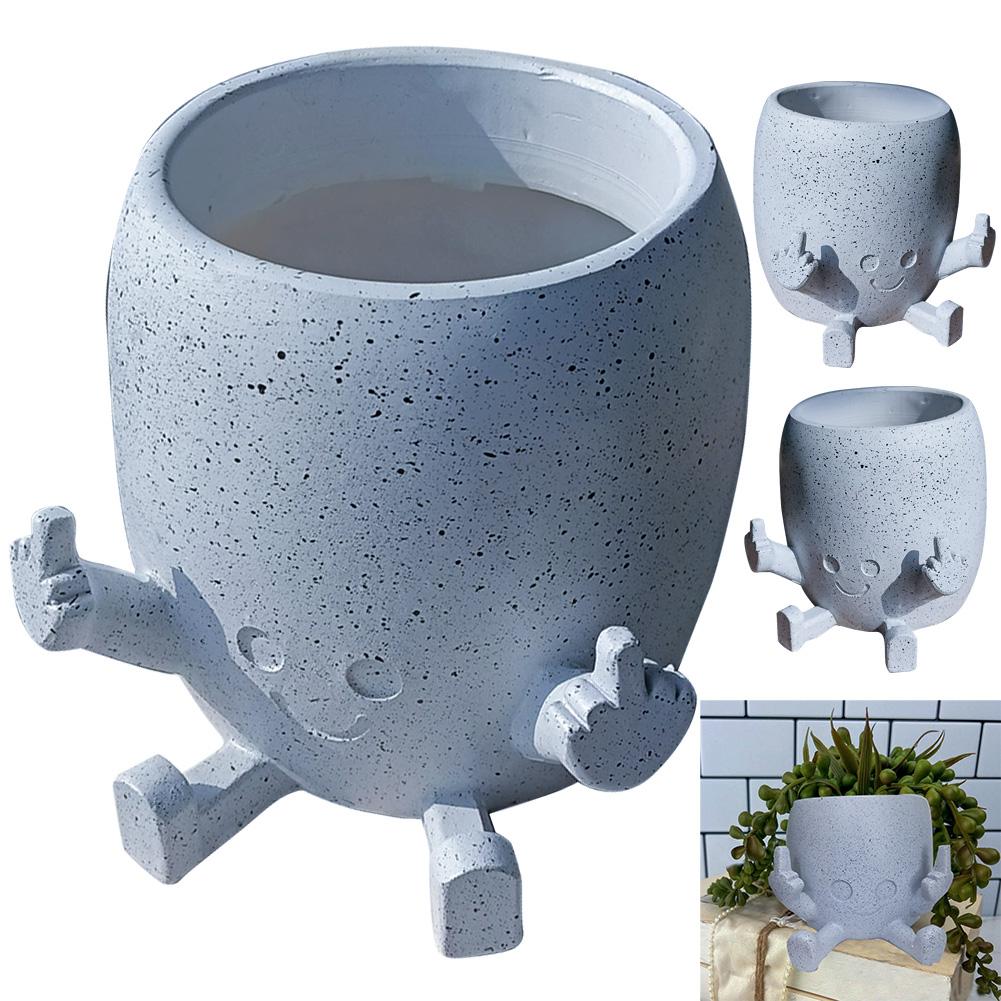 Middle Finger Succulent Planter Pot Cute Mini Table Decoration Mini Little Person Flower Planter Creative for Home Office