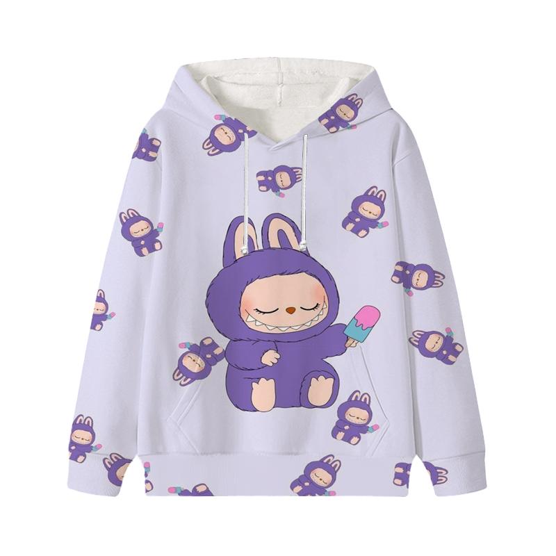 Labubu Printed Kids Long Sleeve Anime Boys Girls Hoodies Autumn Casual Clothes Thin Coat Children Cartoon Jackets Gifts