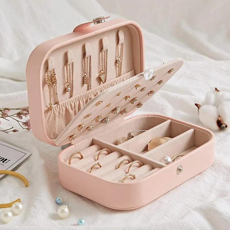 Jewelry Box Jewelry Organizer Portable Travel Jewellery Case Locket Necklace Lipstick Earring Ring Holder for Woman Accessories