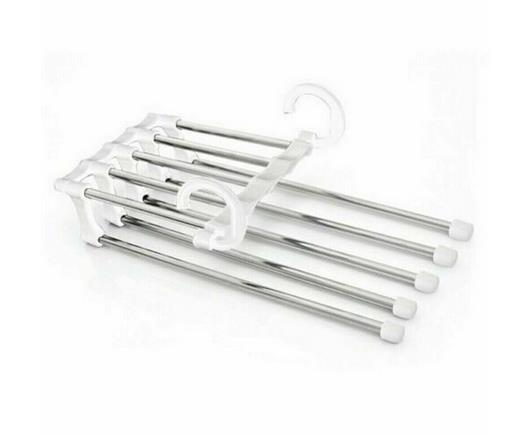 Est Multifunction 5 In 1 Pant Rack Shelves Stainless Steel Clothes Hangers Multi-functional Wardrobe Magic Hanger