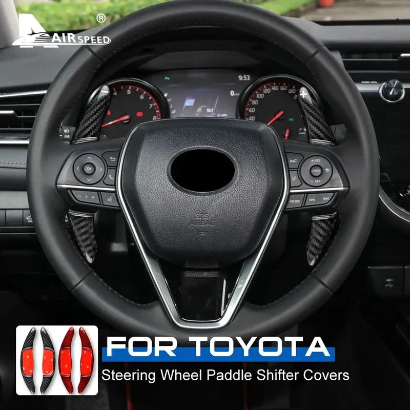 Steering Wheel Paddle Shift Decoration Extension Cover Hard Dry Carbon Fiber For Toyota Camry Corolla 2018- Interior Trim