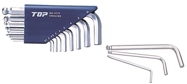 TOP Ball Point Hex Wrench, Standard Type, 9-Piece Set, HBS-9000