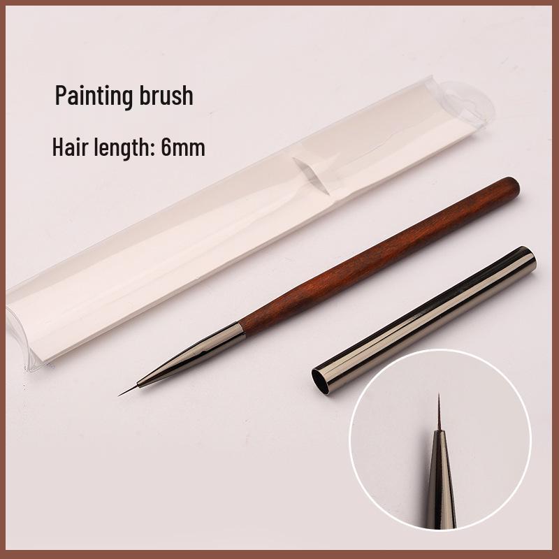 Sandalwood Nail Art Brush Set: Liner, Round & Flat Head for Gradient & Lace Designs