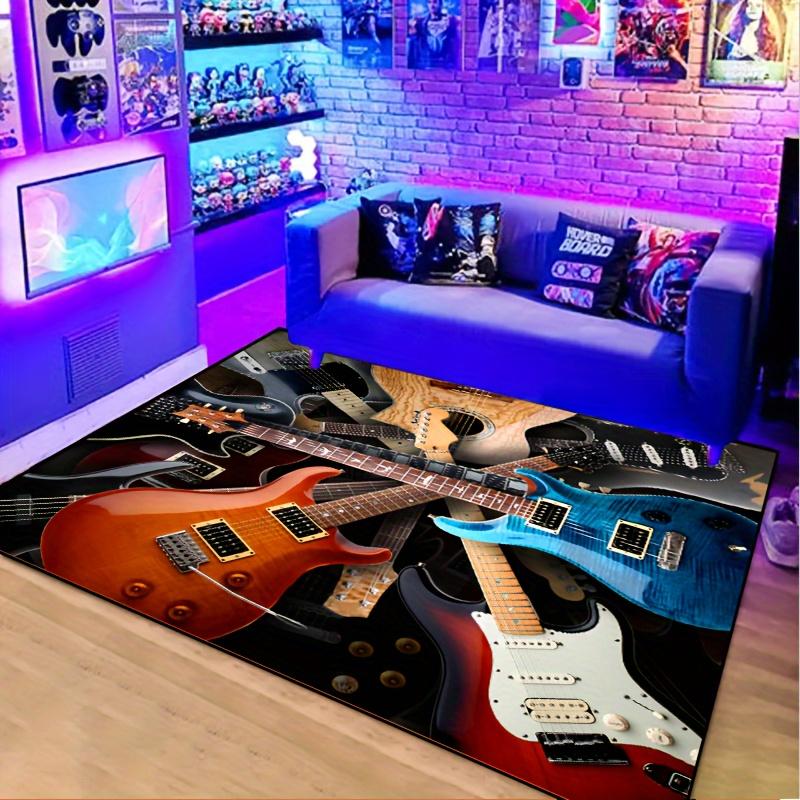 Crossed Guitar Pattern Area Rugs Carpet Machine Washable Living Room Bedroom Nursery Outdoor Patio Garden Yard Home Decor Decor