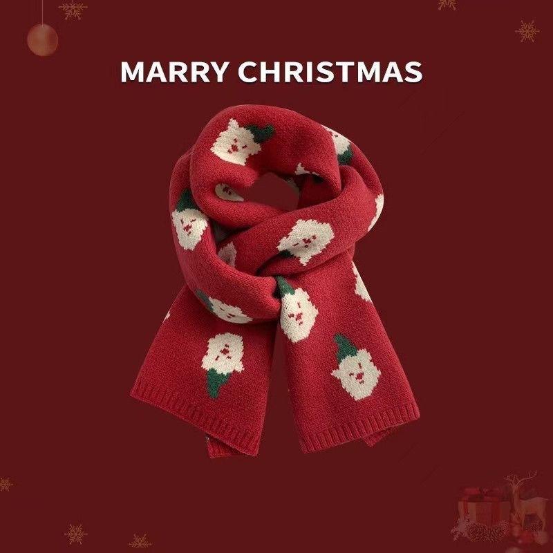Versatile Christmas Tree Red Knitted Scarf Women'S Match Christmas Gifts Autumn Winter Warm Neck Protection Scarf Green Scarf