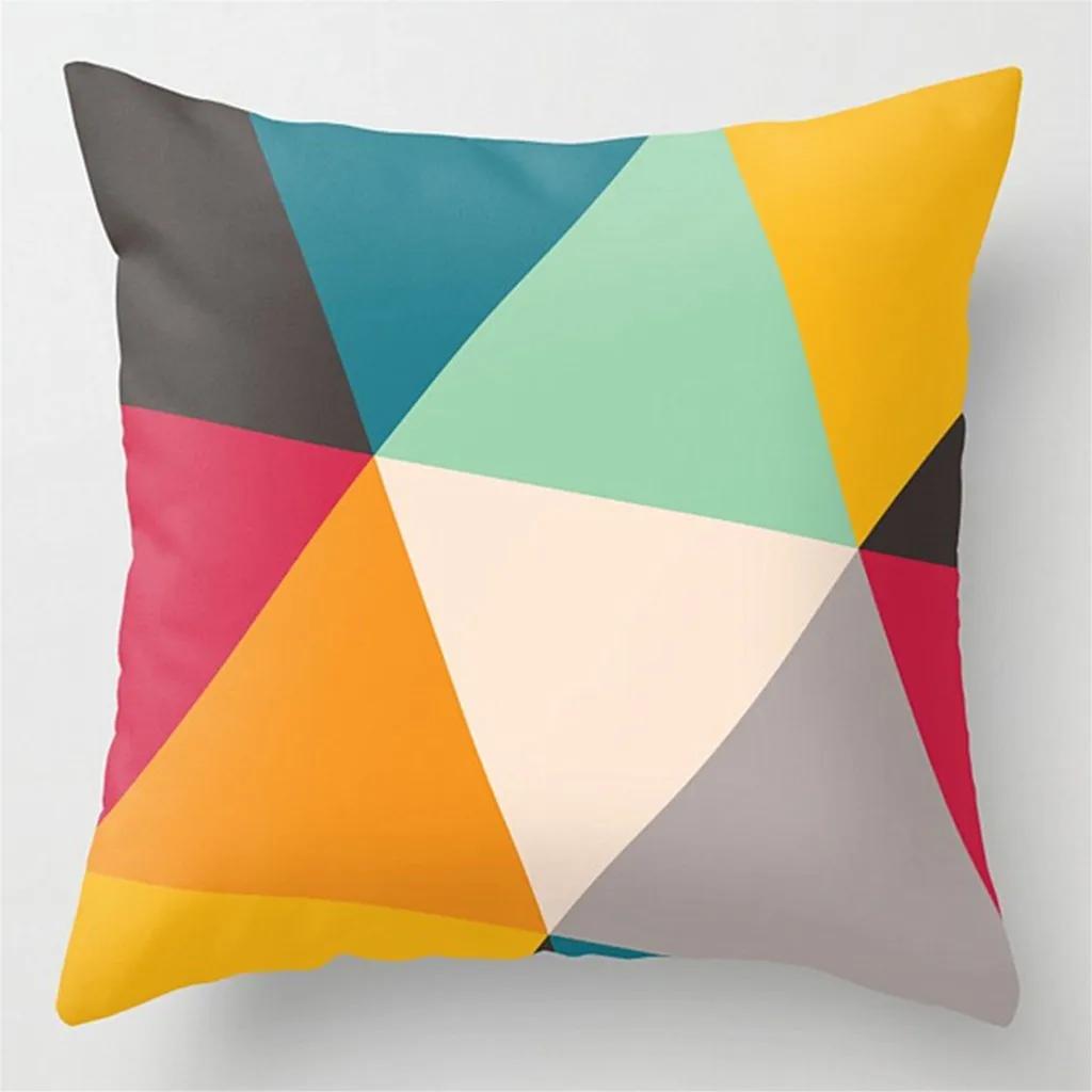 Rainbow Geometric Pillowcase Sofa Cushion Cover Home Bedding