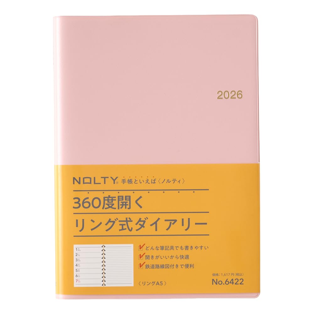 

NOLTY Planner 2026 A5 Weekly Ring Pink 6422 December (Starts 2025)