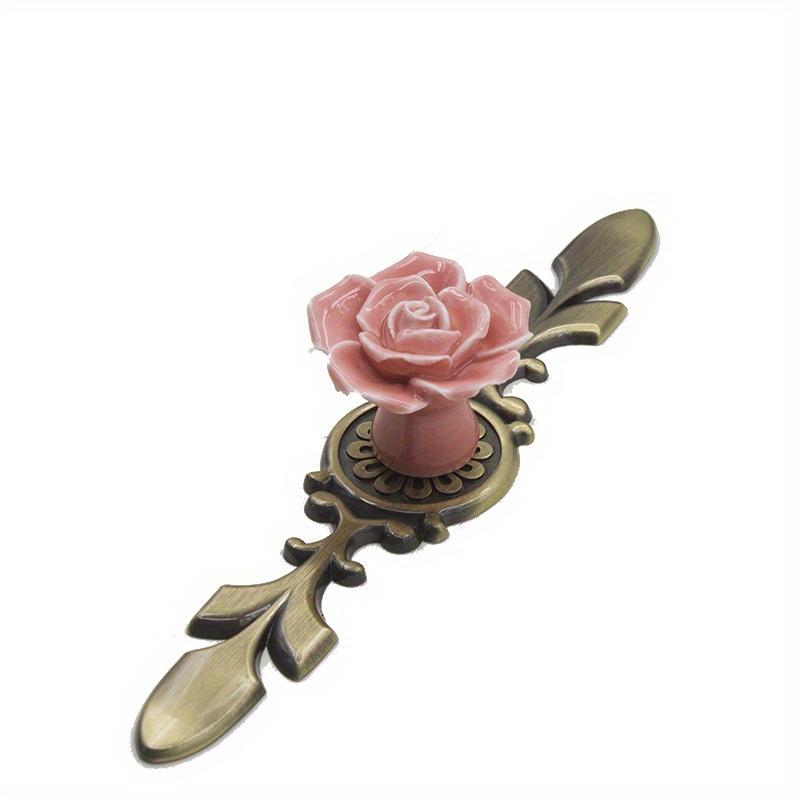 

1pc Large Ceramic Antique Copper Rose Single Hole Handles Hand Kneaded Bronze White Cabinet Closet European Pumpkin Pulls Yellow